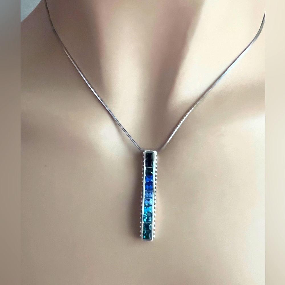 BRIGHTON RARE SPECTRUM SAPPHIRE BLUE
HUES PENDENT NECKLACE.
